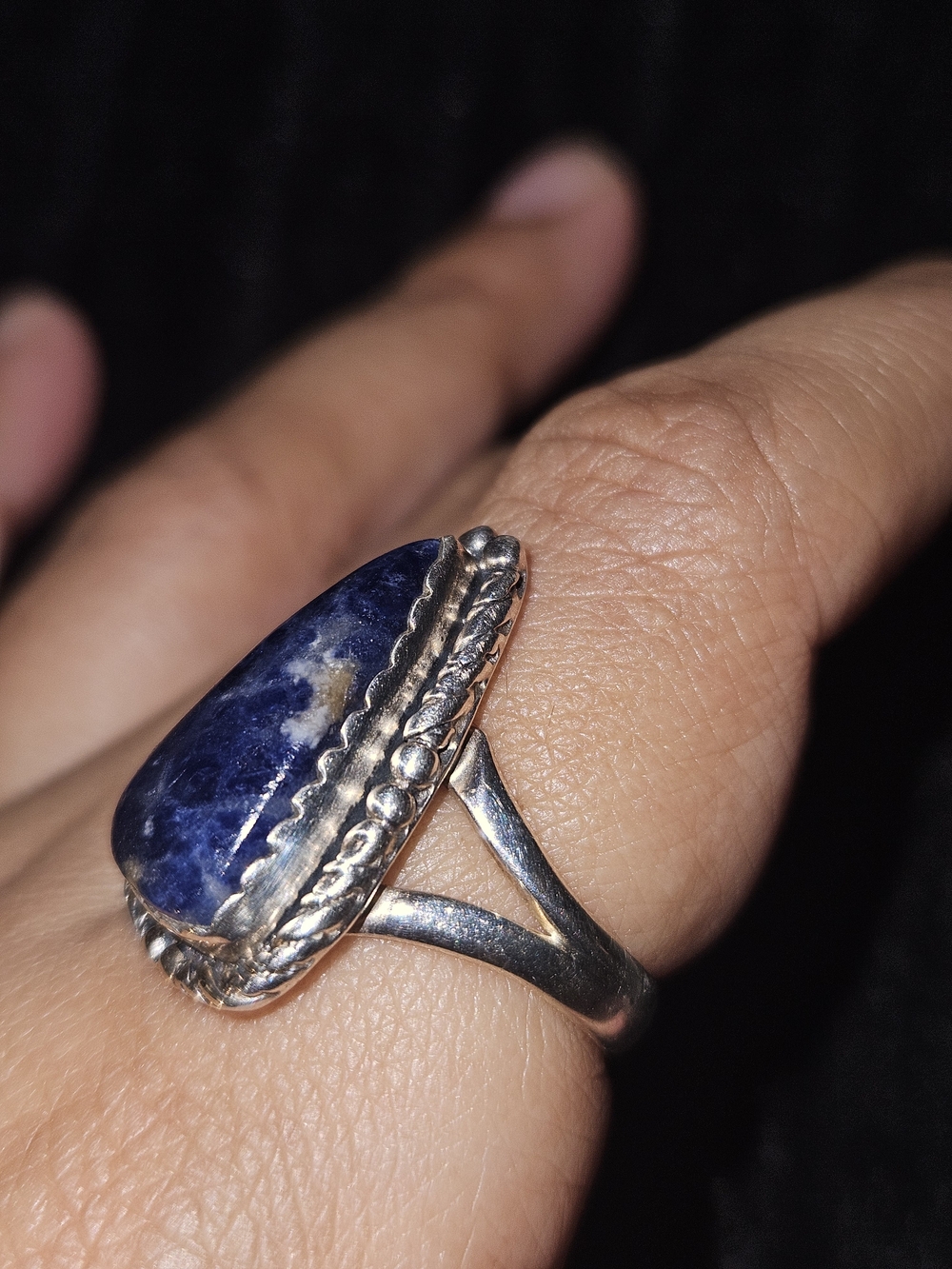 925S Sodalite Statement Ring in Deep Blue